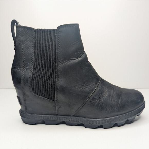 Sorel Joan of Arctic II boots black nubuck leather chelsea wedge heeled size 8.5 - Picture 1 of 10